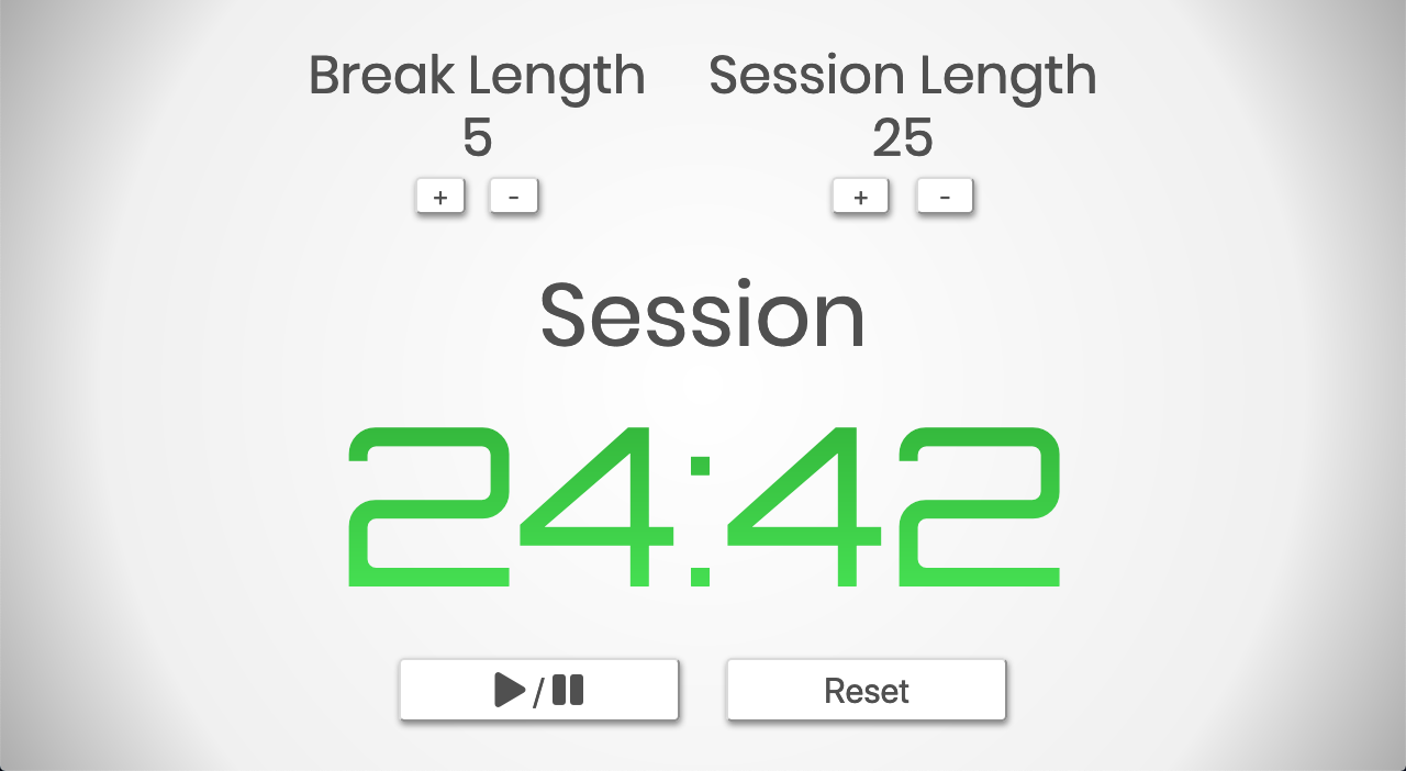 Screenshot of React Pomodoro Clock App