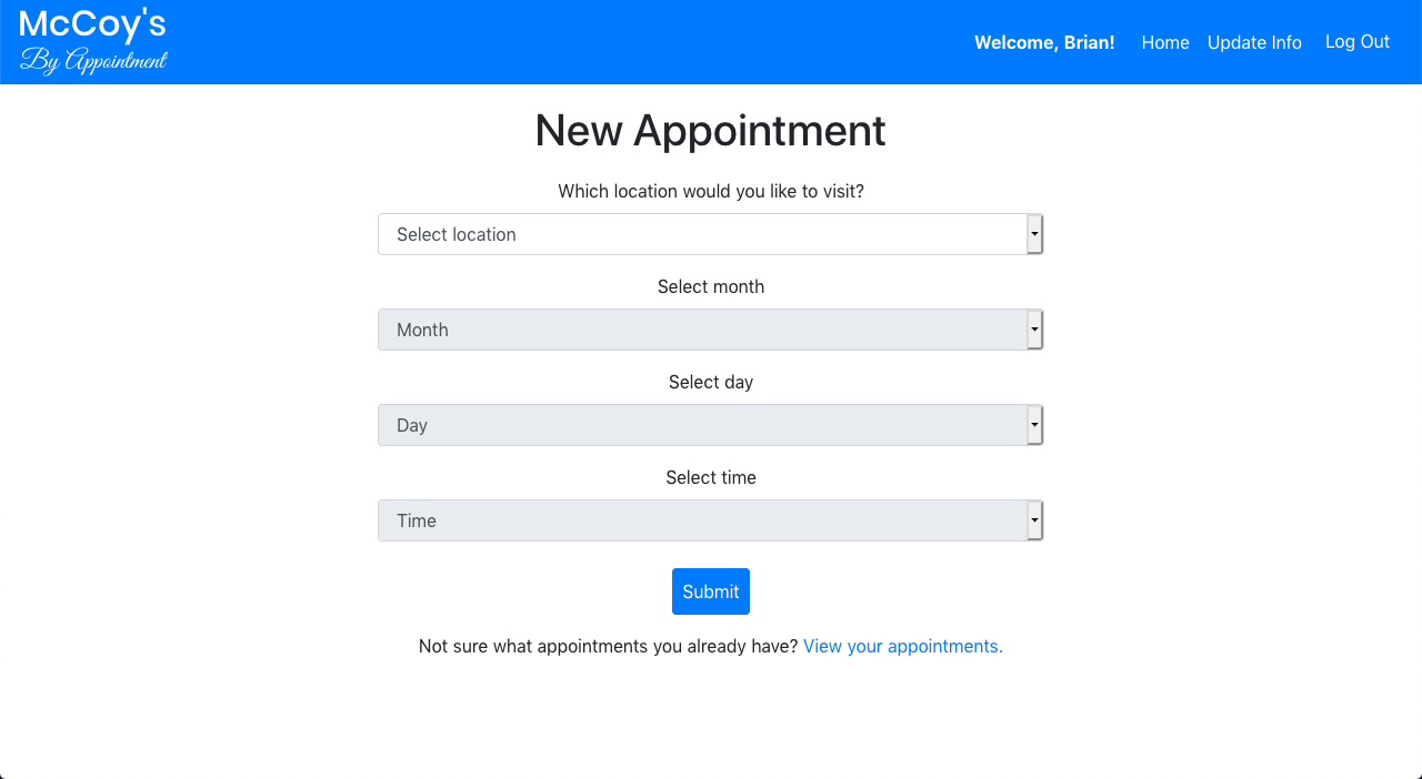 Screenshot of Appointments app.