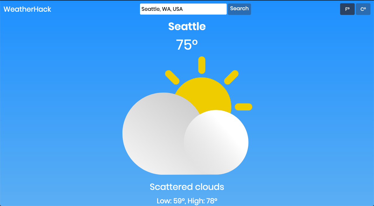 Screenshot of Weather app.